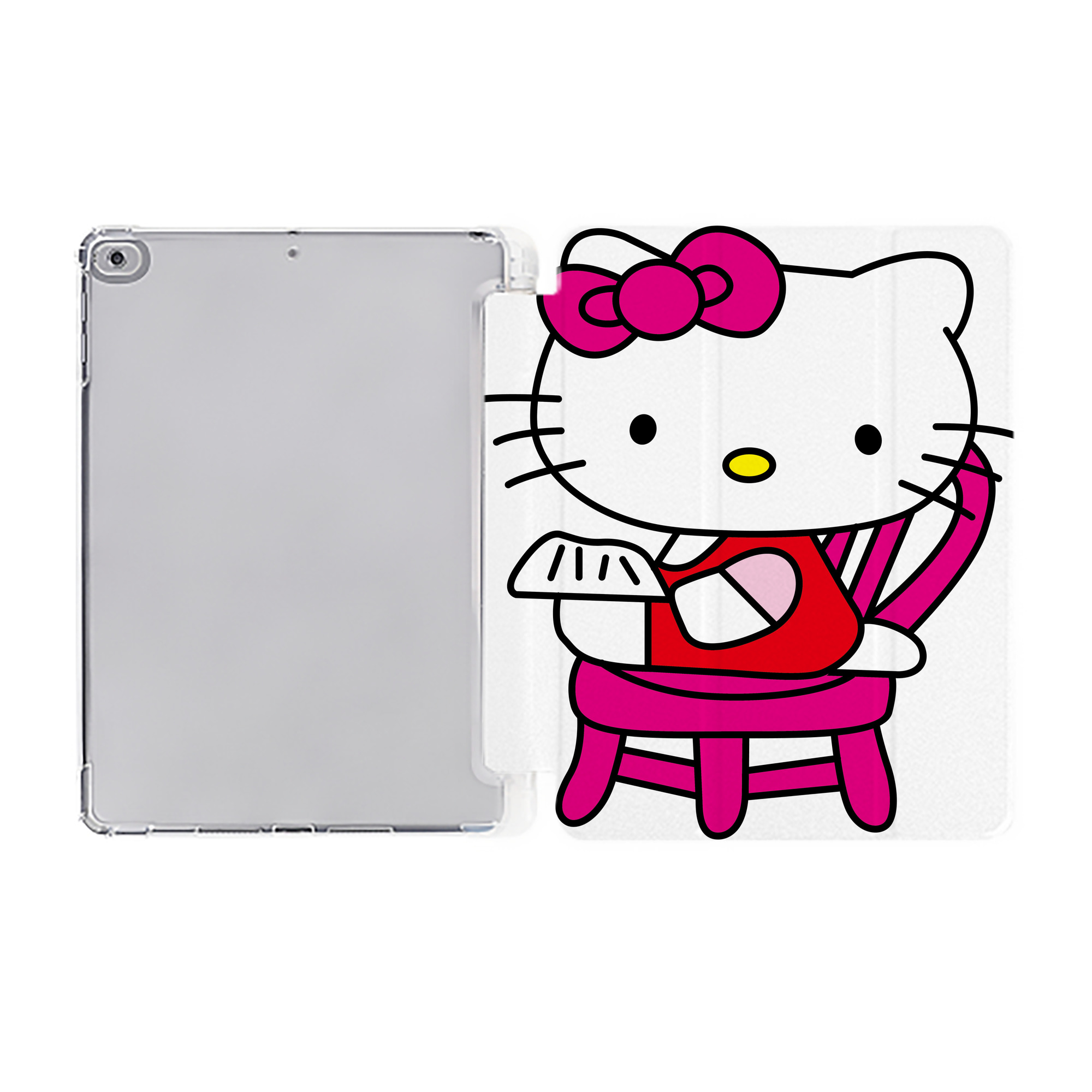 （画像用） Hello Kitty ハローキティ IPad ケース ペン収納付き 三つ折りスタンド PUレザー×シリコン 対応機種9.5/10.5/10.9インチ